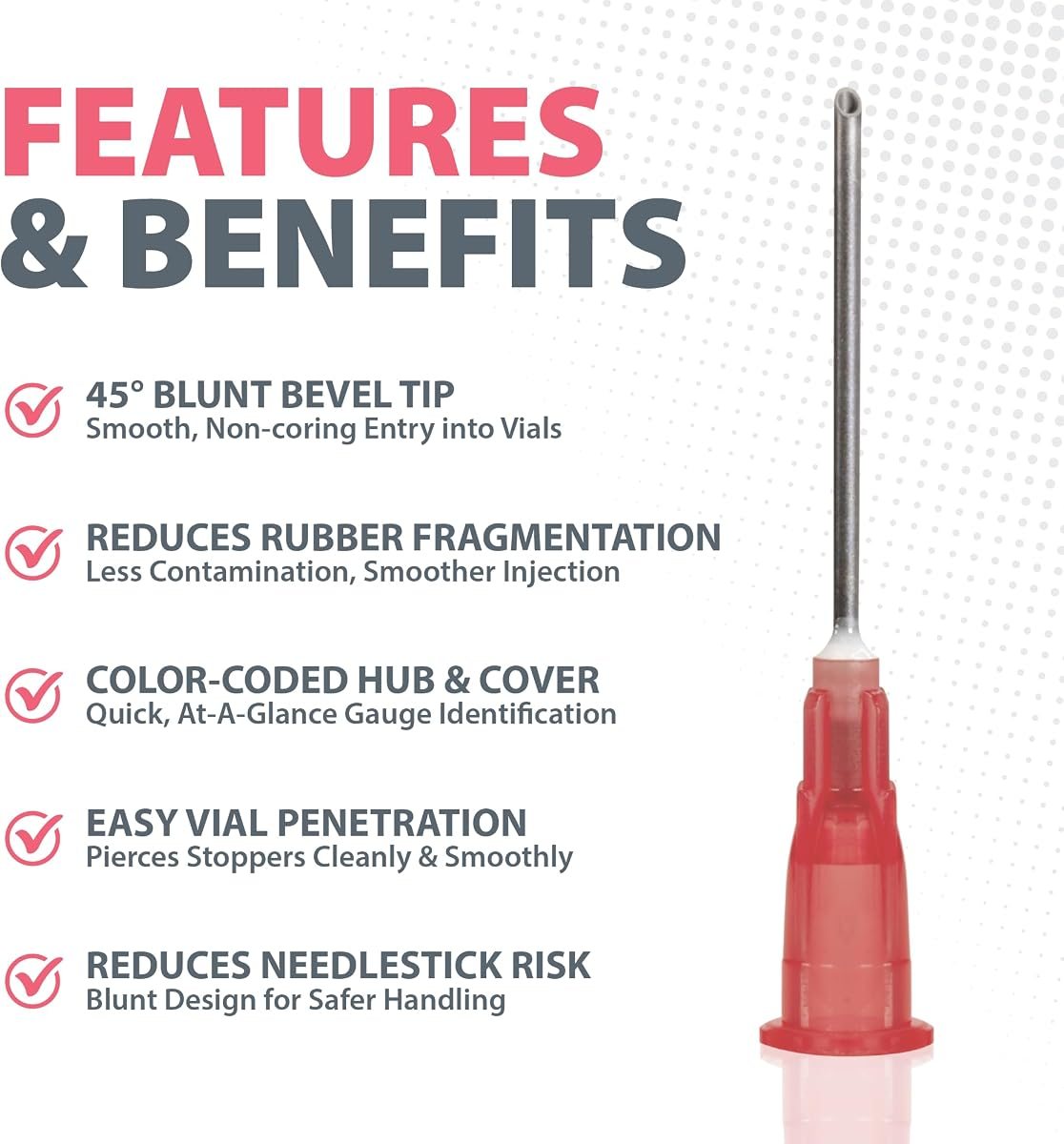 EasyTouch Blunt Needles 18G x 1", 100 Count, view 2