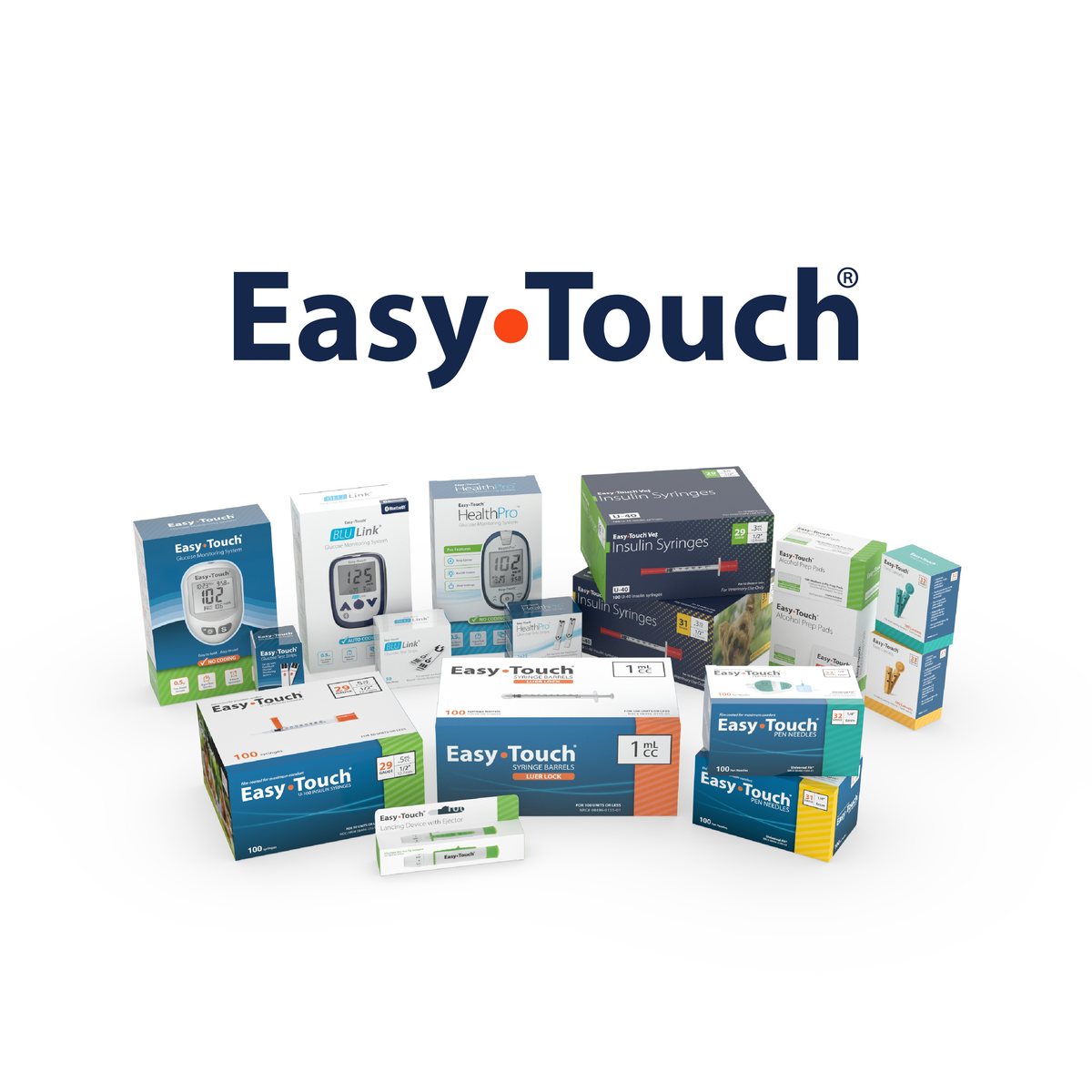 The EasyTouch family of diabetic supplies: syringes, glucose meters, lancets and strips