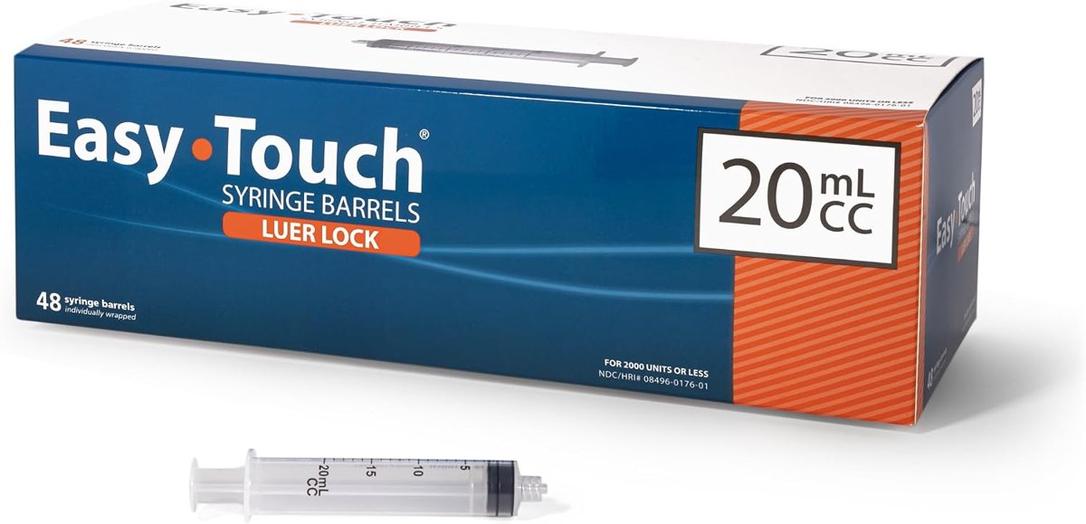 EasyTouch Luer-Lock Syringe Barrel 20 mL, 48 Pack