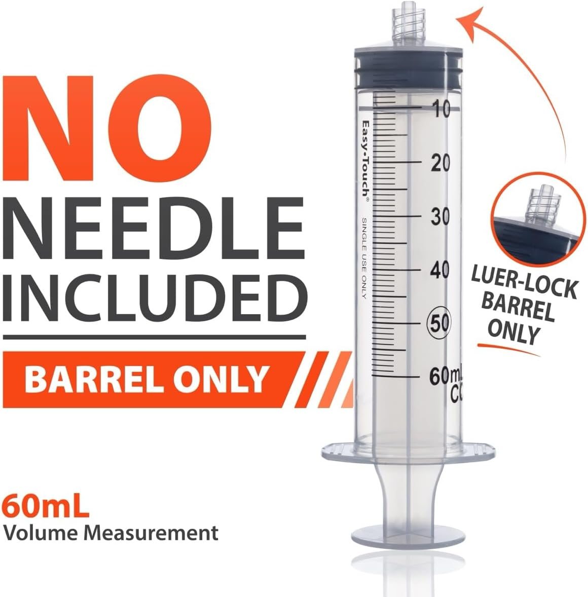 EasyTouch Luer-Lock Syringe Barrel 60 mL, 40 Pack, view 5
