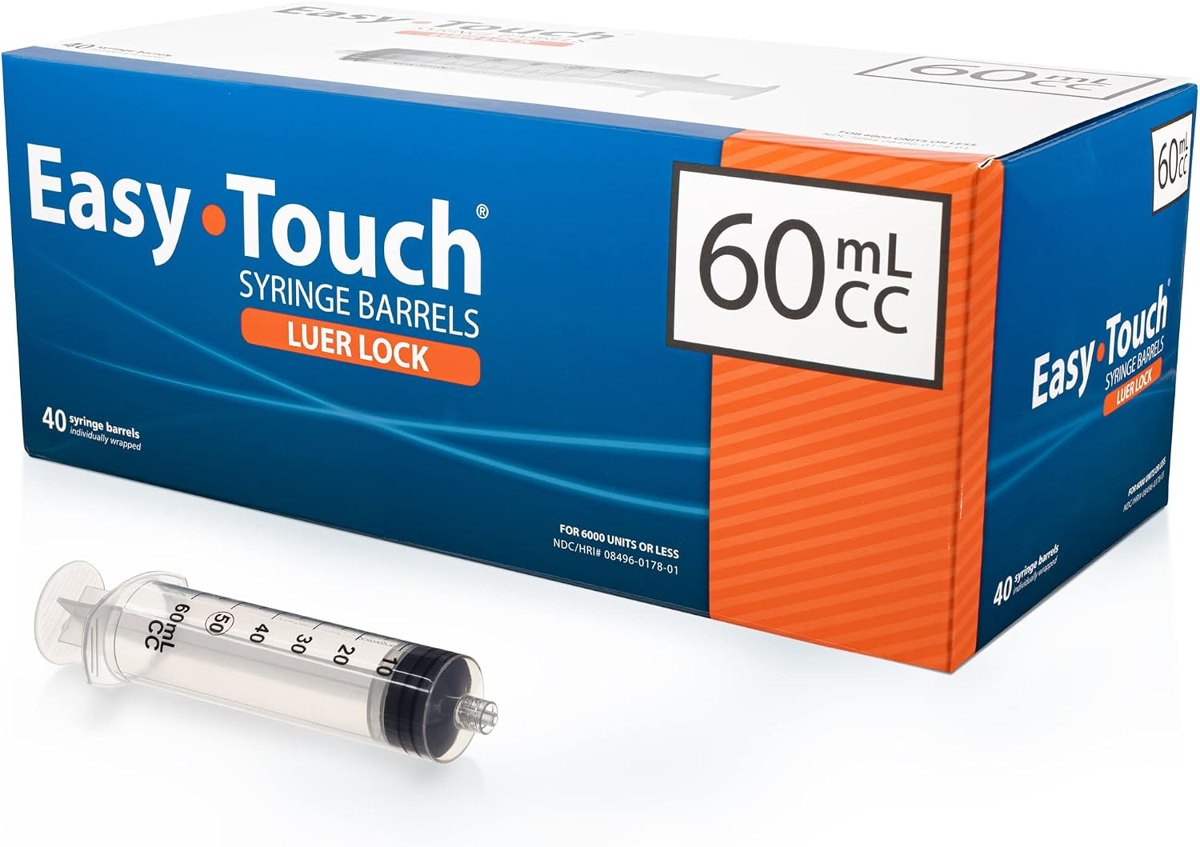 EasyTouch Luer-Lock Syringe Barrel 60 mL, 40 Pack