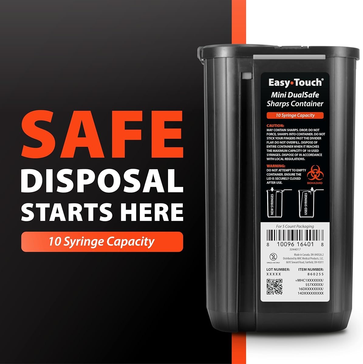 EasyTouch Mini DualSafe Sharps Containers, 50 Pack, view 2