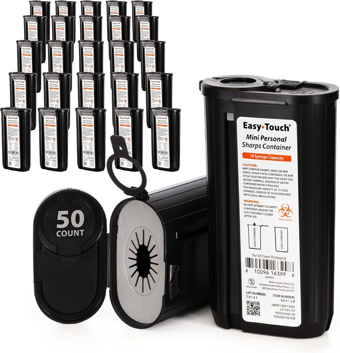 EasyTouch Personal Sharps Containers, 50 Pack