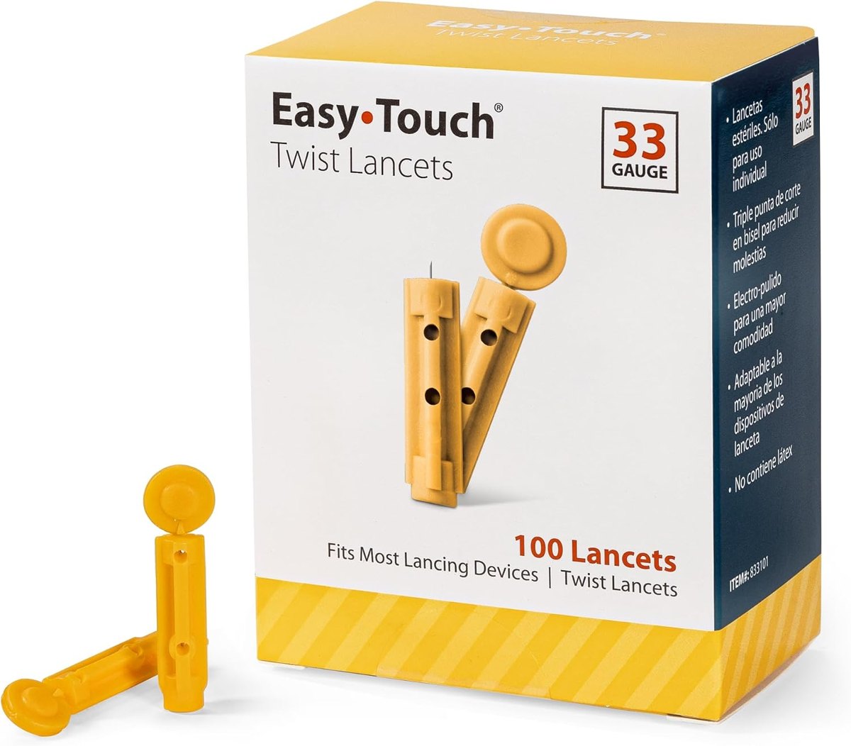 EasyTouch Twist Lancets 33G, 100 Count