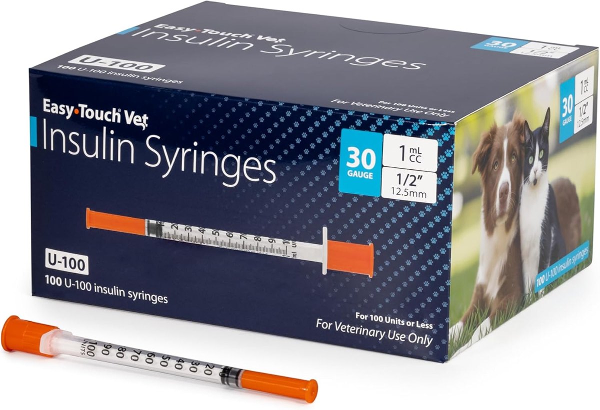 EasyTouch U-100 Pet Insulin Syringes 30G 1.0cc 1/2"