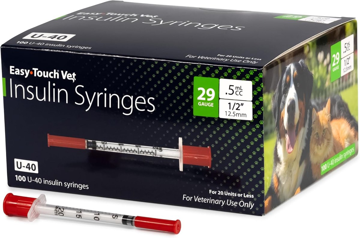 EasyTouch U-40 Pet Insulin Syringes 29G 0.5cc 1/2"